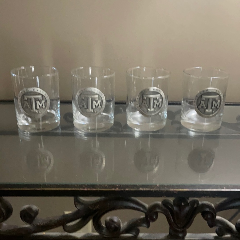 Heritage Metal works Texas A&M whiskey glasses